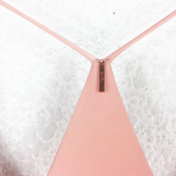 MISA Los Angeles Domino Draped Mini Dress Medium Coral Pink Jersey Cocktail - Picture 13 of 15